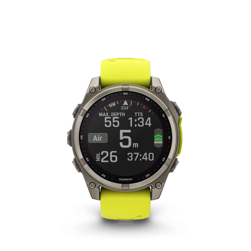Garmin Fenix 8 - 47 мм SOLAR | SAPPHIRE | Titanium with Amp yellow/graphite silicone band