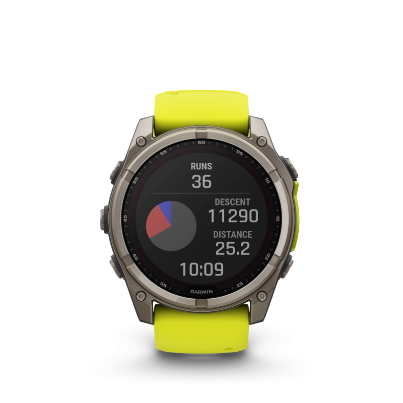 Garmin Fenix 8 - 51 мм SOLAR | SAPPHIRE | Titanium with Amp yellow/graphite silicone band