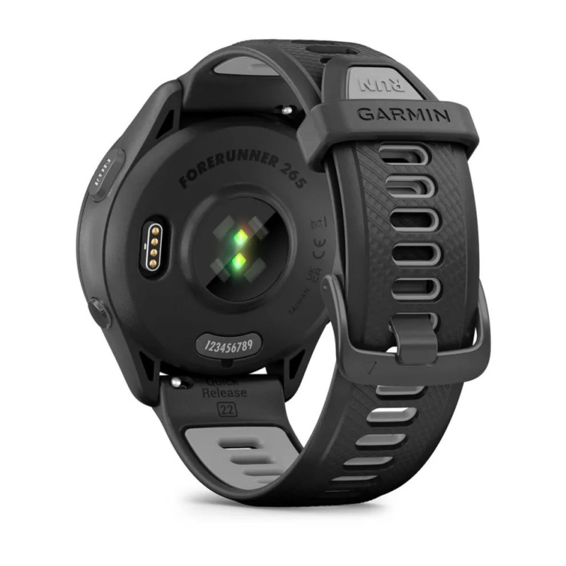 Garmin Forerunner 265 - 46 мм | Black Bezel and Case with Black/Powder Gray Silicone Band
