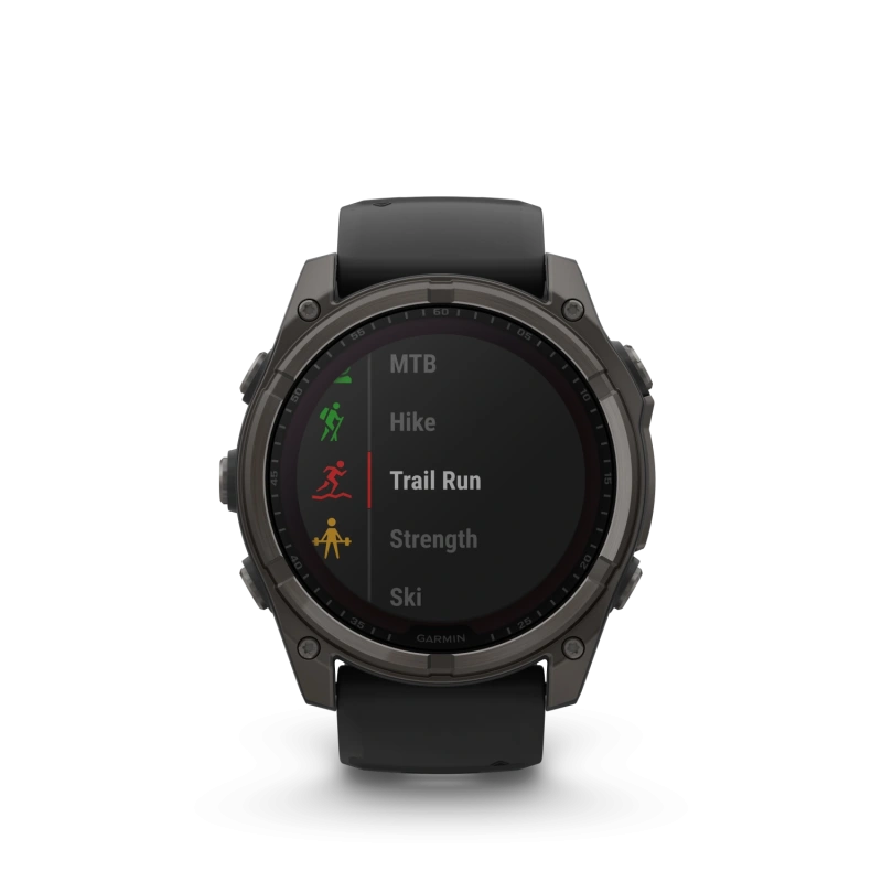 Garmin Fenix 8 - 51 мм SOLAR | SAPPHIRE | Carbon grey DLC titanium with Black/pebble grey silicone band