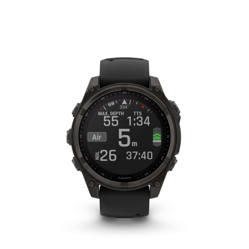 Garmin Fenix 8 - 47 мм SOLAR | SAPPHIRE | Carbon grey DLC titanium with Black/pebble grey silicone band