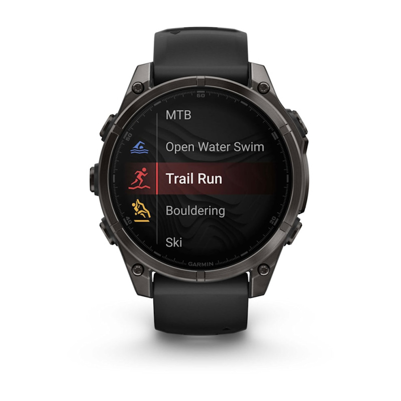 Garmin Fenix 8 - 47 мм AMOLED | SAPPHIRE | Carbon grey DLC titanium with Black/pebble grey silicone band