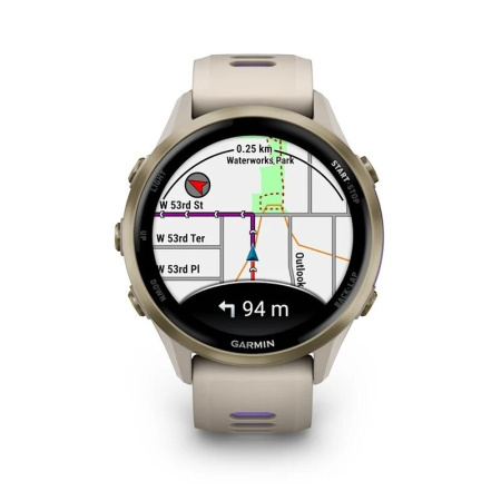 Garmin Forerunner 970 - | Soft Gold Titanium with French Grey Case and French Grey/Translucent Indigo Band