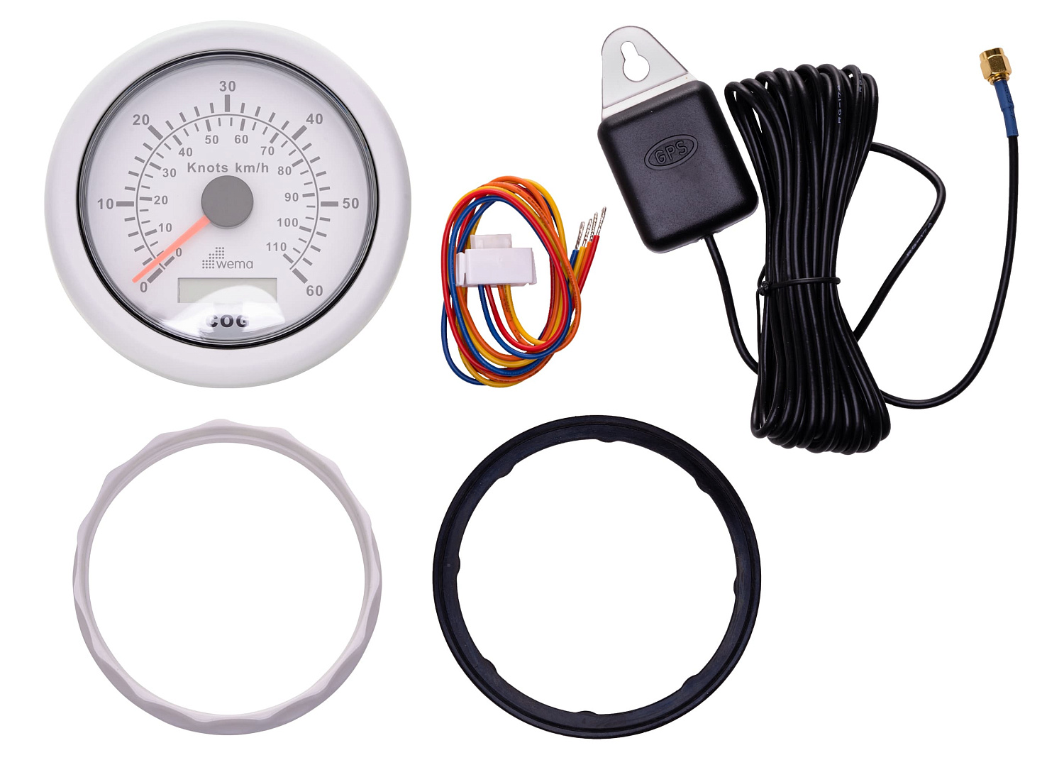 WEMA GPS Speedometer / white / 60 knots