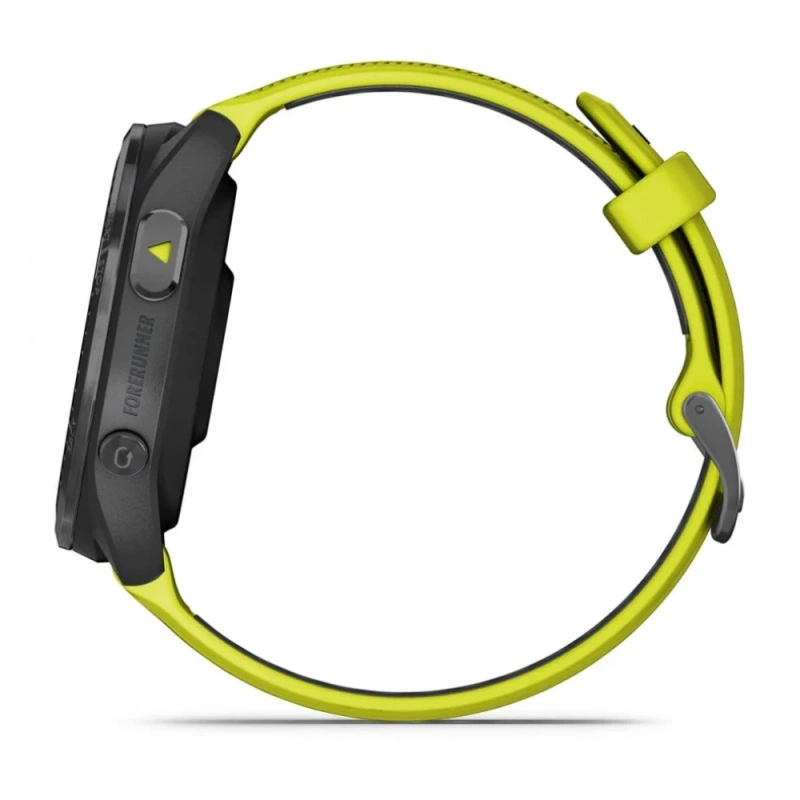 Garmin Forerunner 965 - | Carbon Grey DLC Titanium Bezel with Black Case and Amp Yellow/Black Silicone Band
