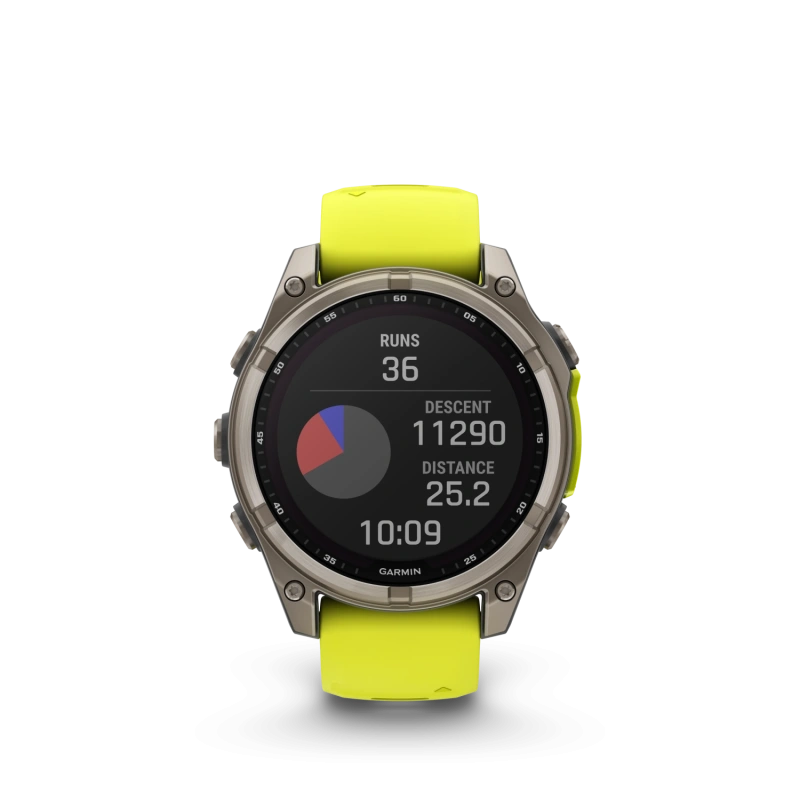 Garmin Fenix 8 - 47 мм SOLAR | SAPPHIRE | Titanium with Amp yellow/graphite silicone band